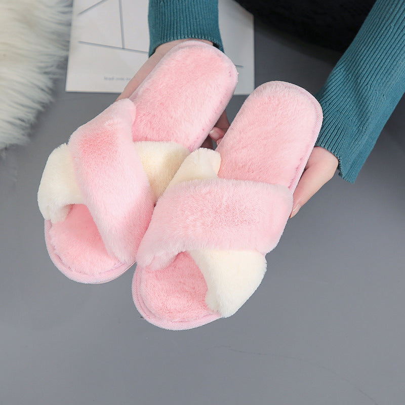 Plush cotton slippers