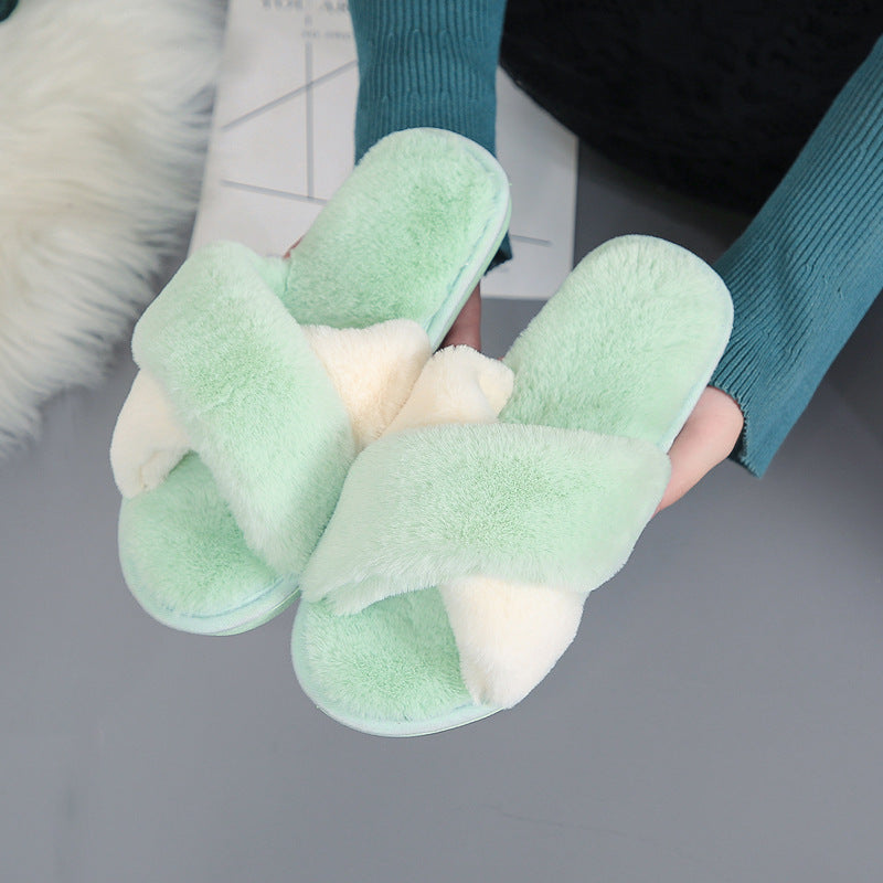 Plush cotton slippers