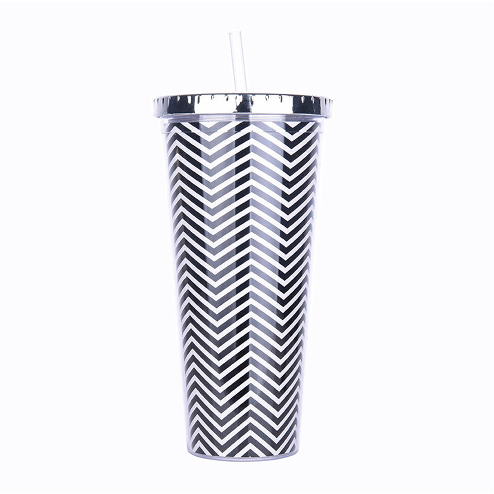 Double layer straw cup