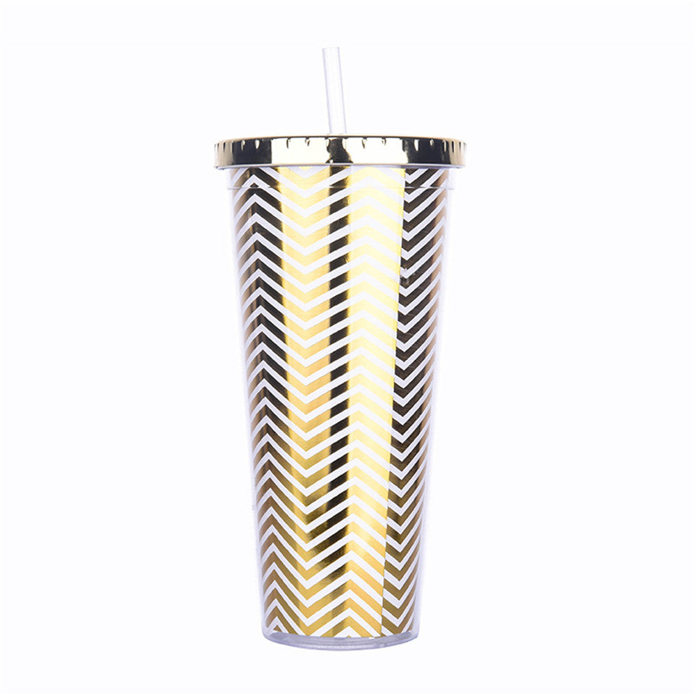 Double layer straw cup