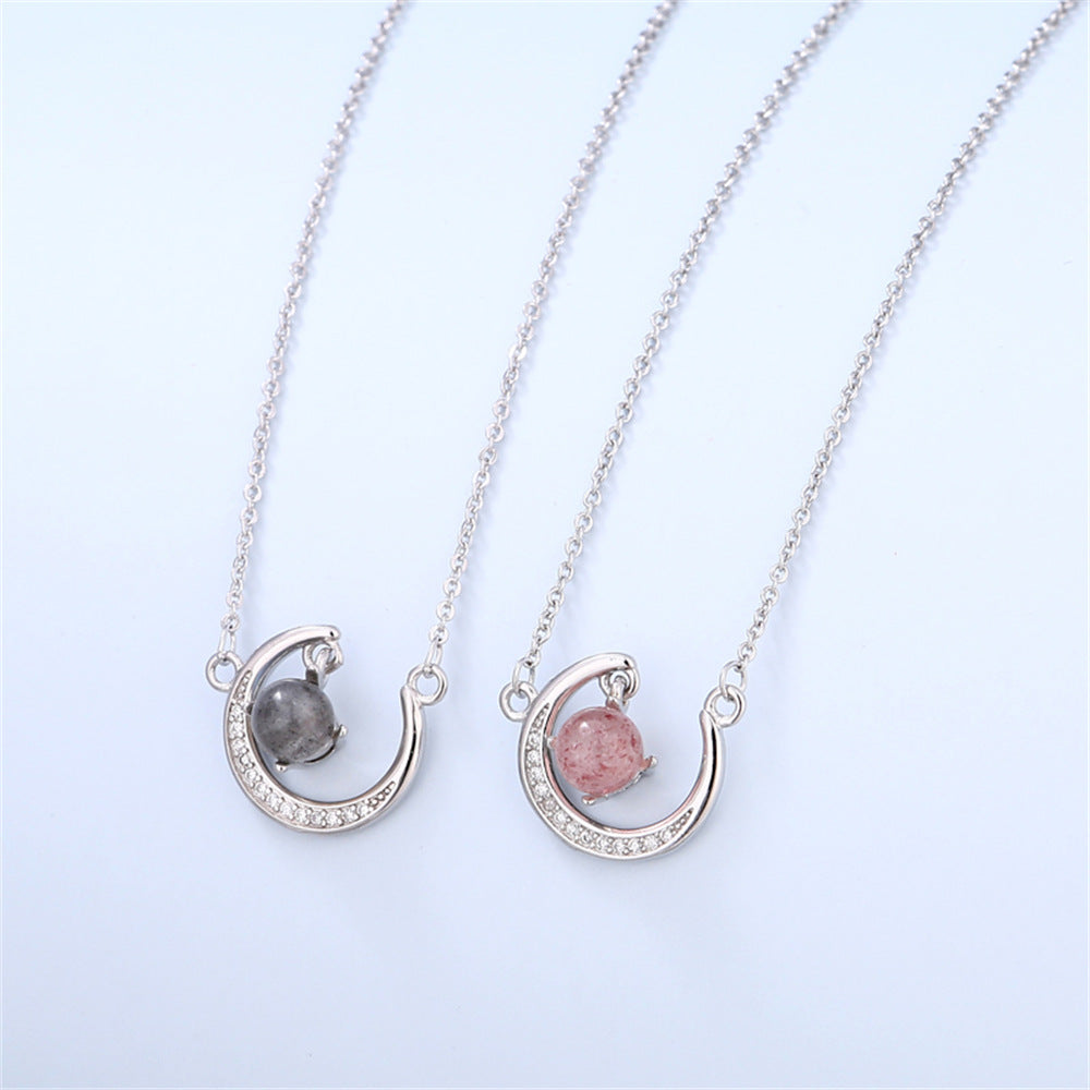 Crystal Moon Female Fashion Simple Diamond Pendant Necklace Ornament